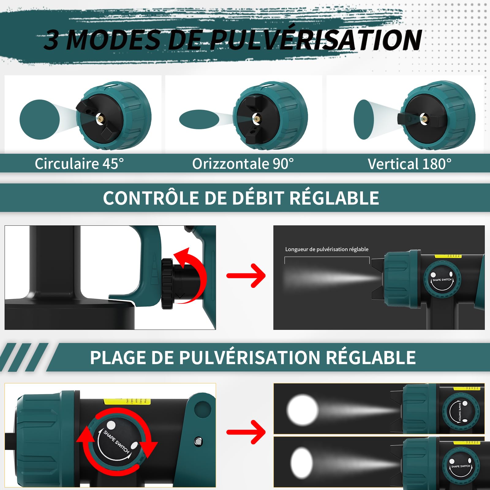 Pistolet à Peinture 2 x 4000mAh Batteries Au Lithium et Chargeur 21V, Pulvérisateur Électrique 1200ML HVLP, 5 Buses, 3 Modes de Pulvérisation pour Maison,Armoires,Murs,Meubles