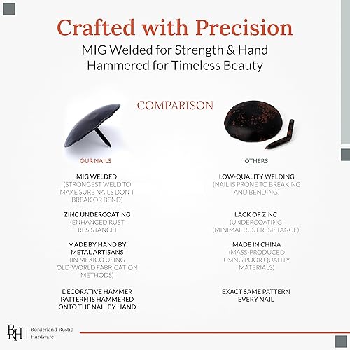 Miniatura 4 de Paquete de 100 clavos decorativos de hierro de 2 pulgadas, bronce aceitado, acento decorativo para mejoras del hogar, persianas de granja, puerta de
