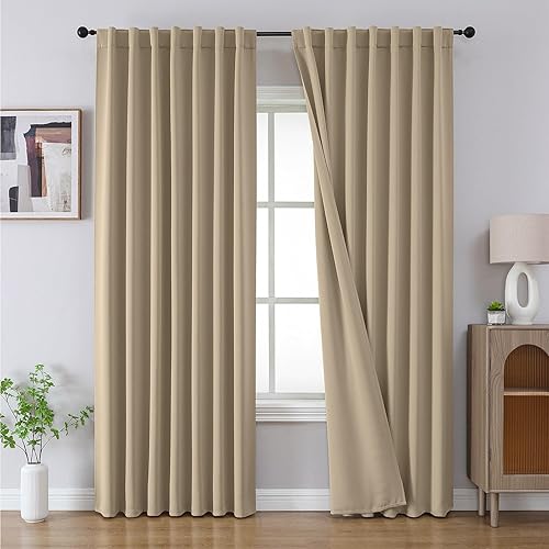 CUCRAF Blackout Curtains 108 Inches Length 2 Panels Set, Rod Pocket and Back Tab