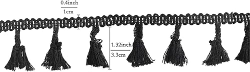 Miniatura 6 de Ribete de flecos de 50 yardas  Cinta de encaje de algodón para accesorios de costura, manualidades y decoración del hogar (beige)