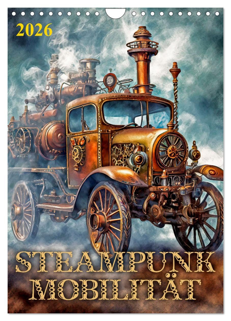 Steampunk mobility UK-Version (Wall Calendar 2026 DIN A4 Portrait), CALVENDO 12 Month Wall Calendar