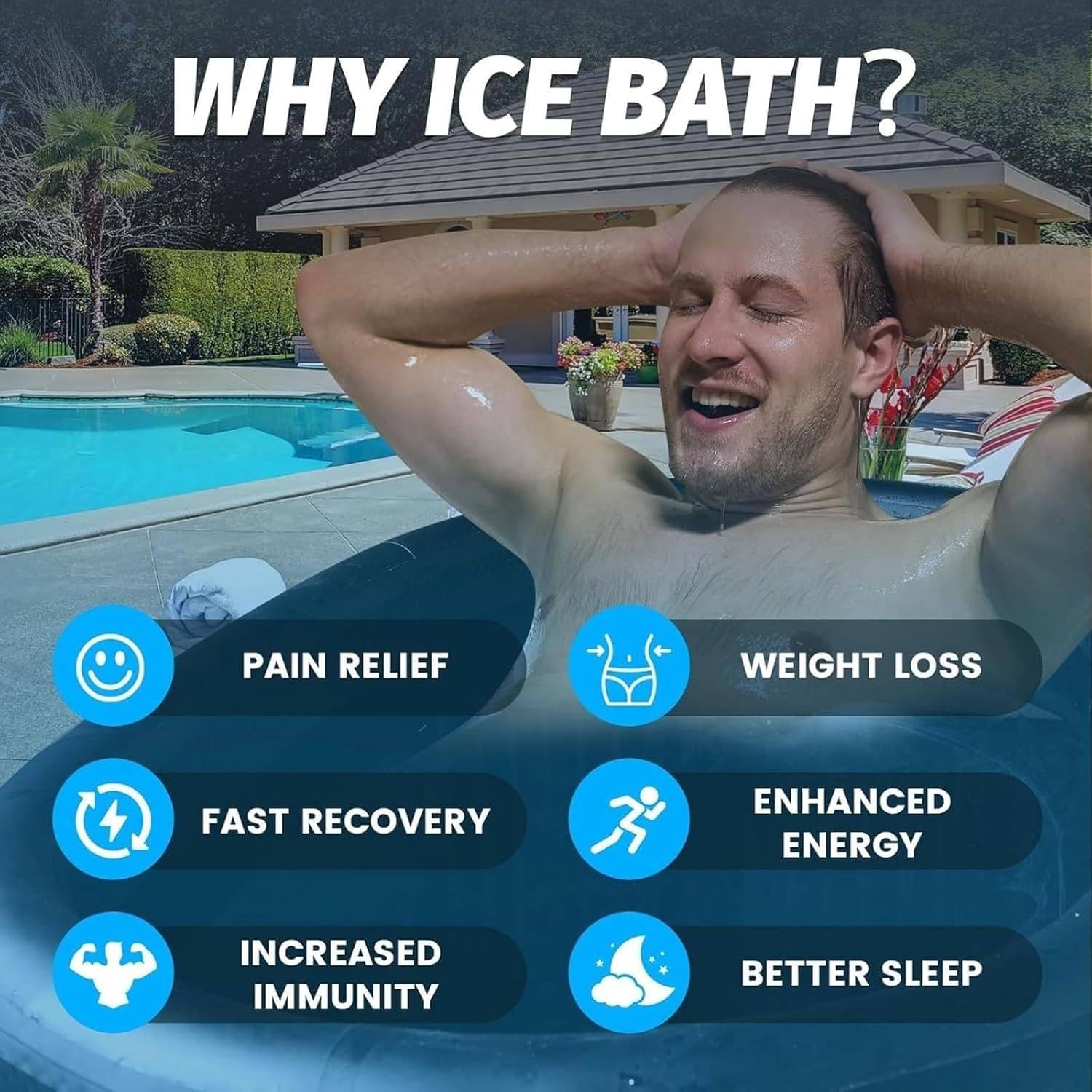 Bañera de hielo portátil con sistema de refrigeración, aislada para terapia de agua fría y relajación, tamaño adulto