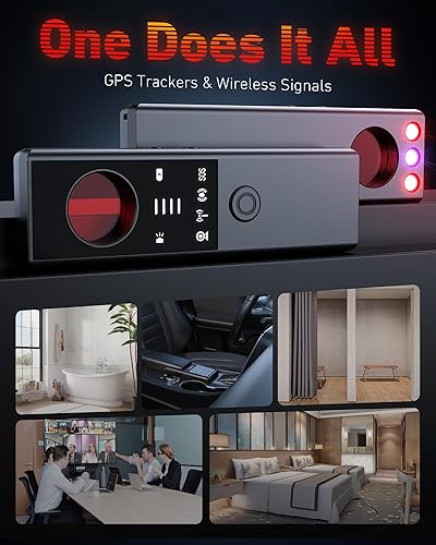 Miniatura 5 de Detectores de Cámaras Ocultas Anti-Espía - Rastreador GPS y Detector de Micrófonos 6 en 1, Escáner de Señal, Protector de Privacidad Recargable