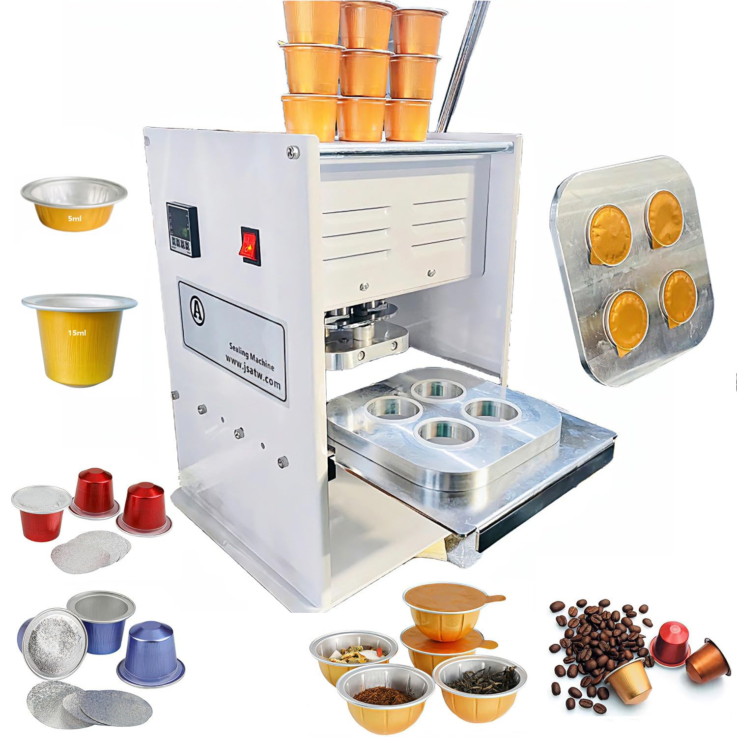 asdchZen Manual Heat Sealing Machine With Metal Housing, 4-Hole Electric Sealer For Food Packaging, Cafes, And Labs (5Ml/15Ml)