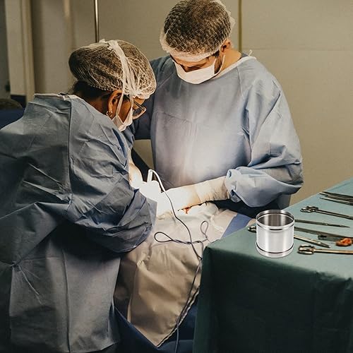 Miniatura 4 de EXCEART Tarro de ungüento de acero inoxidable Recipiente de bolas de algodón médico Tarro Esponja de algodón Contenedor de gasa hisopos de algodón