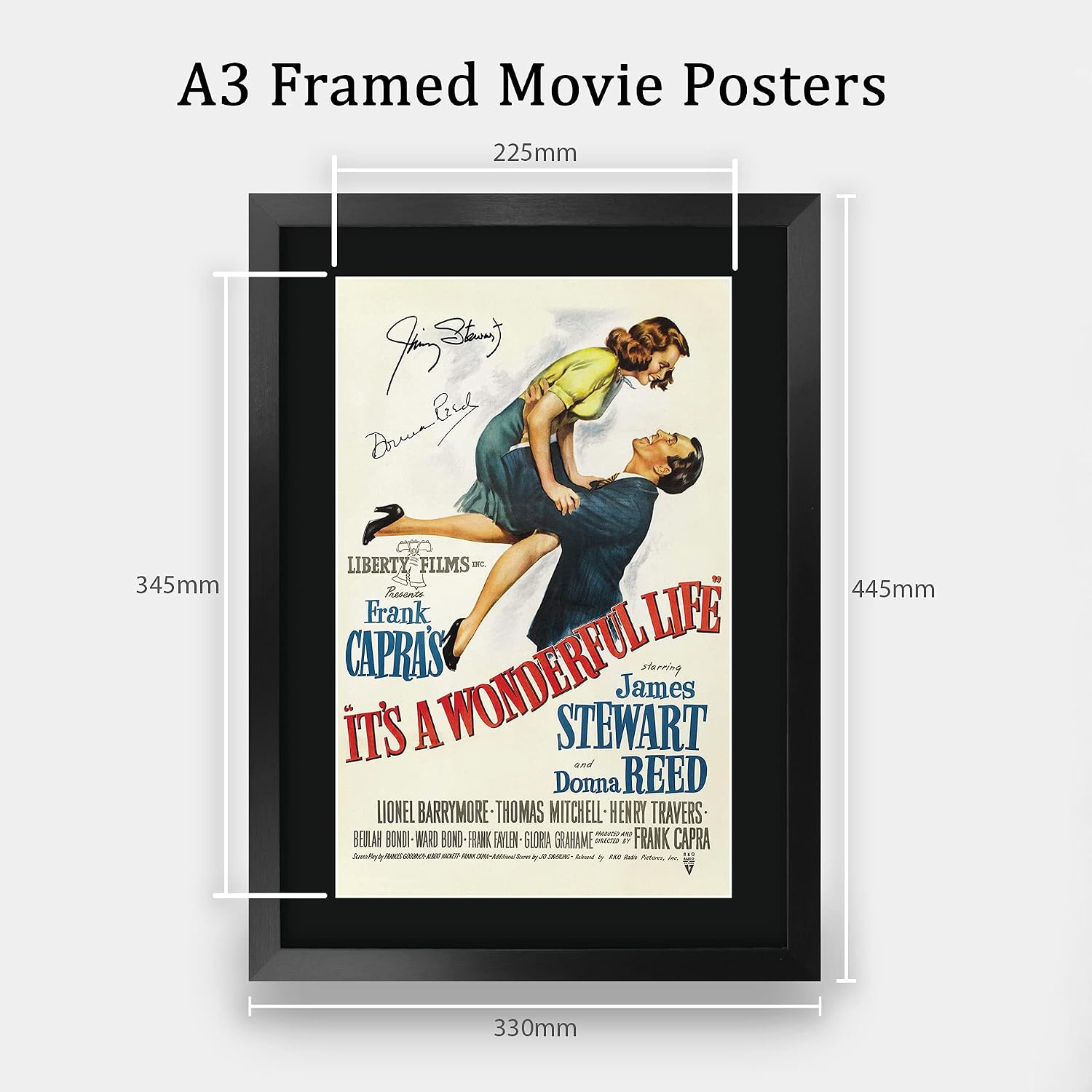 HWC Trading It's a Wonderful Life James Stewart 16 x 12 inch Framed Gifts Printed Poster Signed Autograph Picture for Movie Memorabilia Fans - 16" x 12" Framed