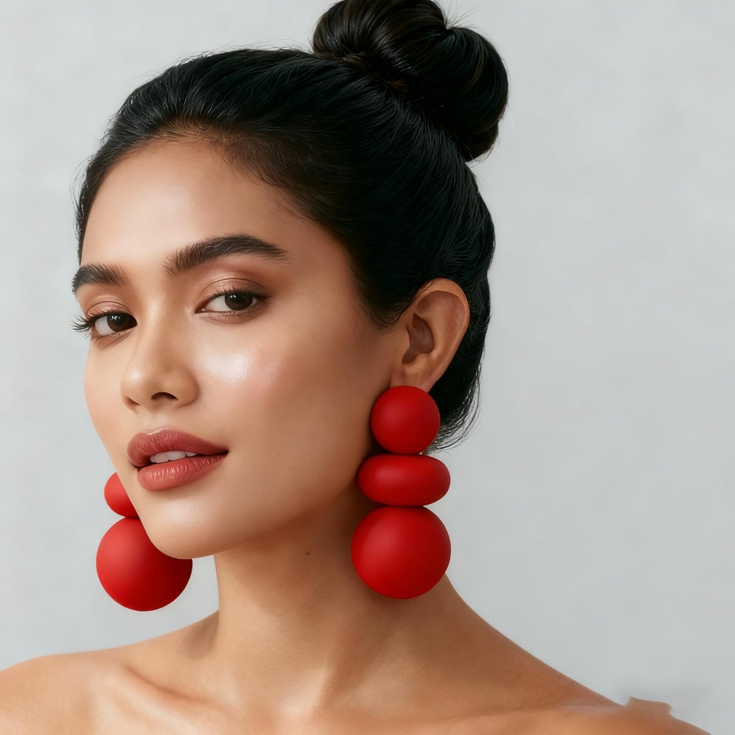 Chunky Statement Earrings for Women Exaggerated Gold Round Ball Acrylic Drop Dangle Earrings Minimalist Earrings Jewelry
