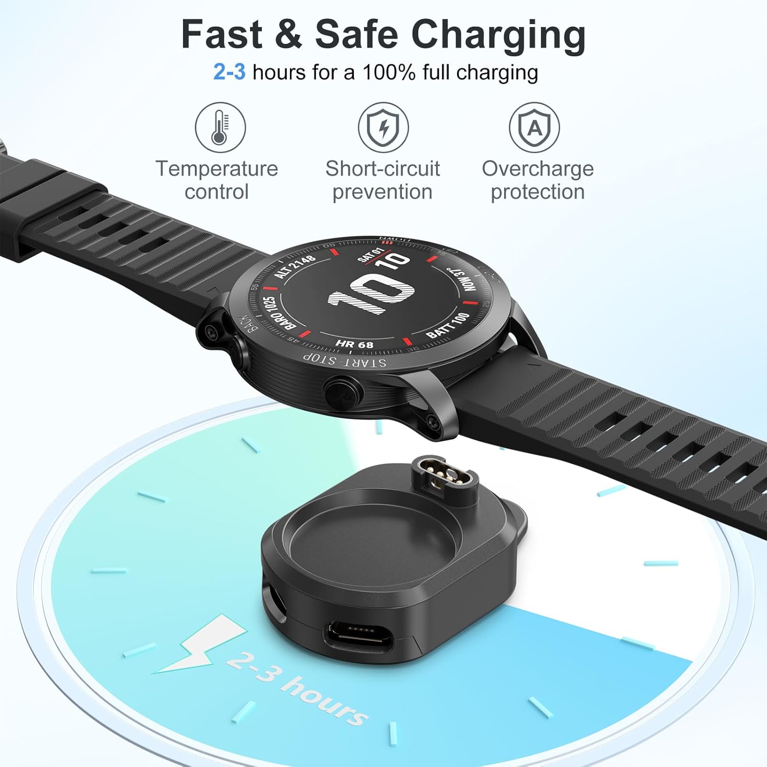 Charger Adapter for Garmin Watch, Portable Charging Cable Dock Station Compatible with Garmin Fenix 8 7 6 5, Forerunner 965 955 935 245, Venu 3S 2 SQ, Vivoactive 5 4 4s 3,Vivomove - Image 6