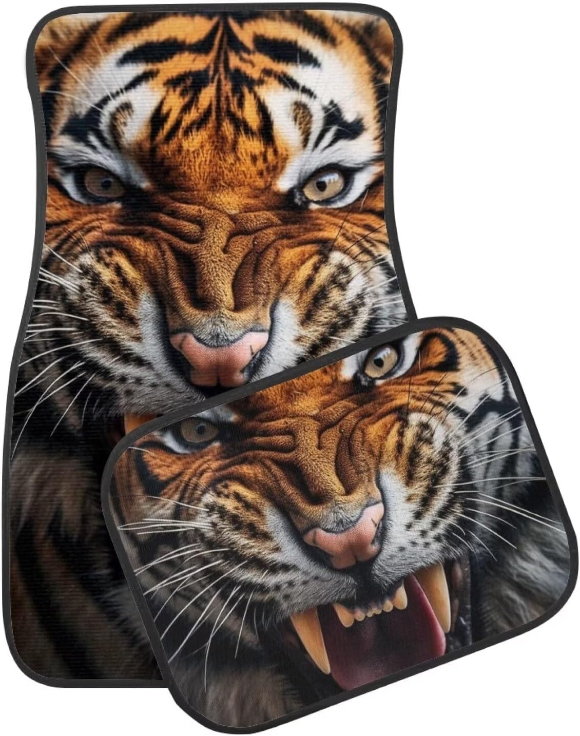 Tiger Car Floor Mat Front and Rear 4 Pieces Anti Dusty Cool Graphic Pattern Auto Car Accessories for Man Woman Universal Fit SUV Trucks Vans