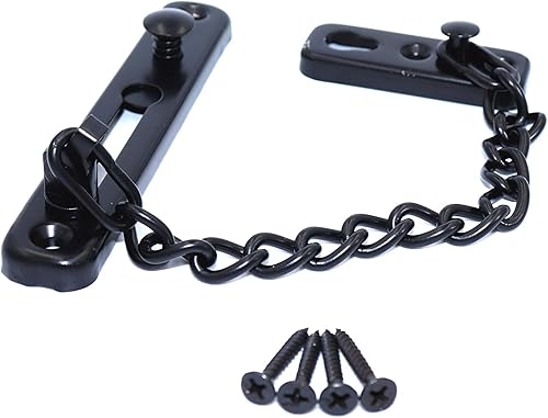 Miniatura 4 de FGen Perno de cadena antirrobo de acero inoxidable para puerta y ventana, cerradura antirrobo de resorte, 2 unidades, color negro