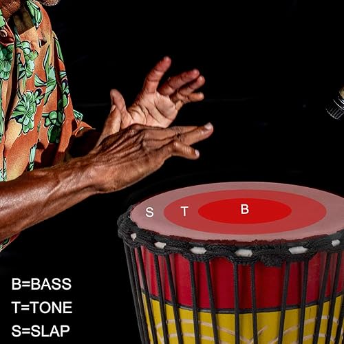 Vista 22 de lotmusic Tambor africano de Djembe, estándar 8" tambor cosido paño azul del Congo, tambor profesional del bongo con la cabeza de tambor de piel