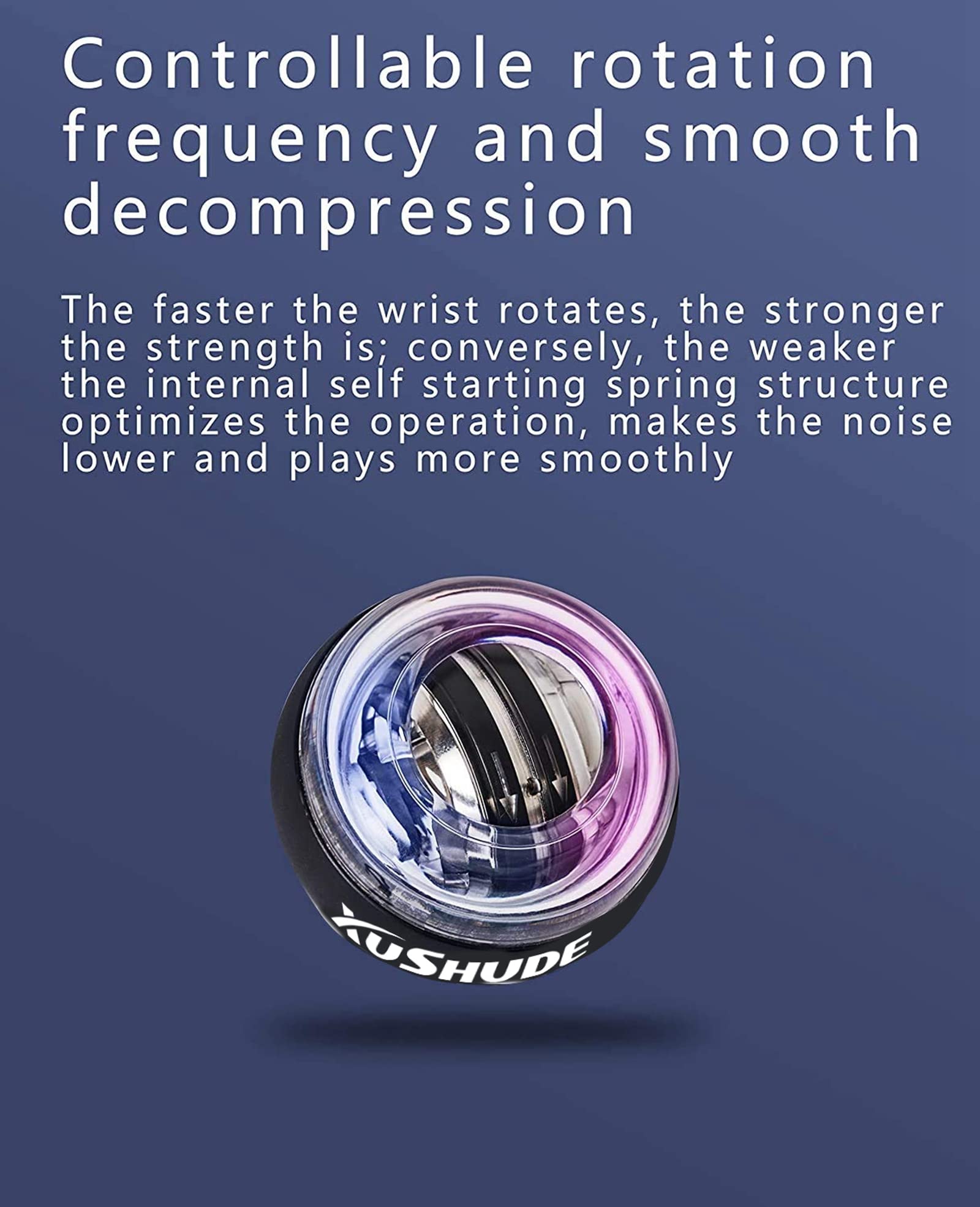Gyroscope Ball Power Wrist Ball，Exercices De Poignet à DéMarrage Automatique Balle De Force avec LumièRe LED pour Balle reeducation Main