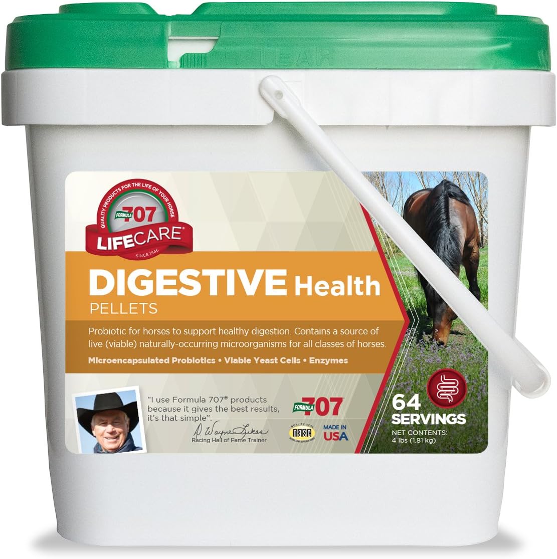 Formula 707 Digestive Health Equine Supplement, 4lb Bucket – Probiotics, Prebiotics and Digestive Enzymes for Horses : Pet Supplies