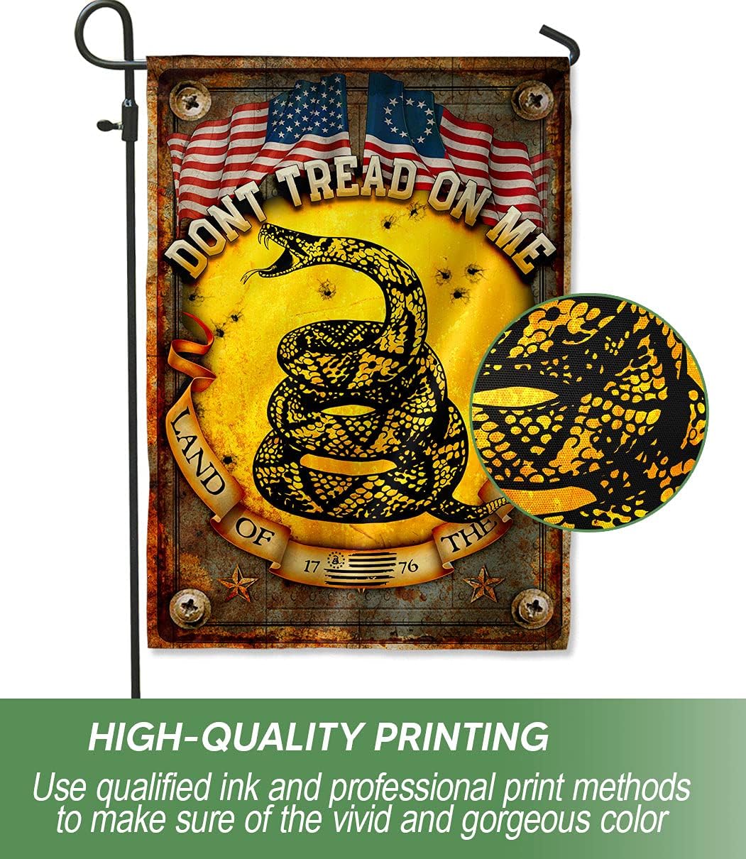 Don't Tread On Me Flag 1776 Flag American Flag Land of The Free Betsy Ross Flag Rattle Snake Patriotic Gadsden Flag Home Decor Double Sided Garden Flag 11.5" x 17.5" (1x1.5 ft)