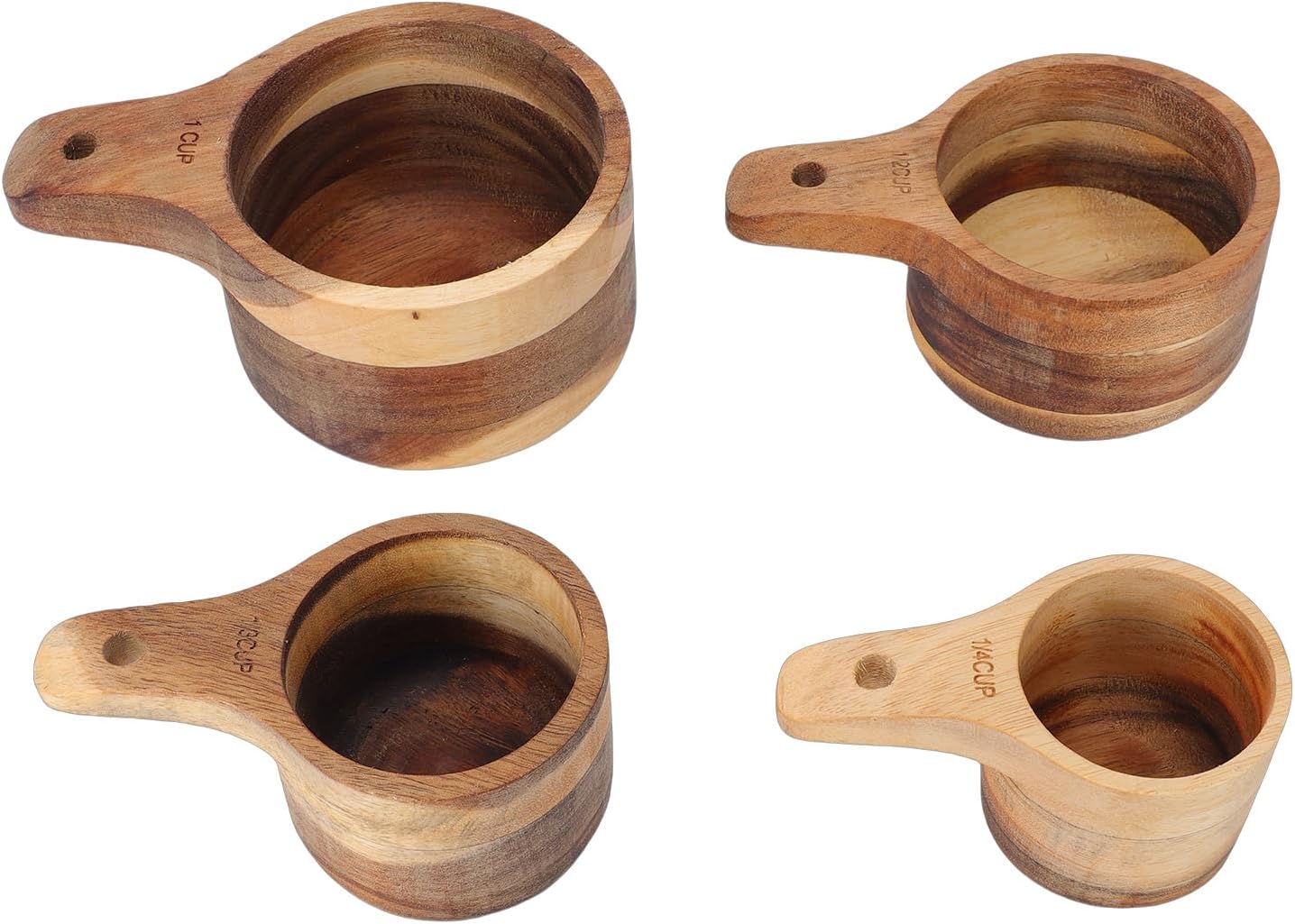 Wooden Measuring Spoons,4PCS Stackable Baking Cooking Cups Set for Measuring Ingredients Liquids Flour Egg Mixtures Milk Powder Rice Seasonings Coffee Beans