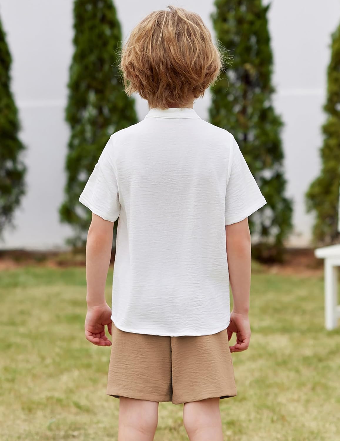 Arshiner Toddler Boys 2 Piece Set Short Sleeve Button Down Shirt and Shorts Vacation Texture Outfits with Pocket 2-8 Years - Image 4