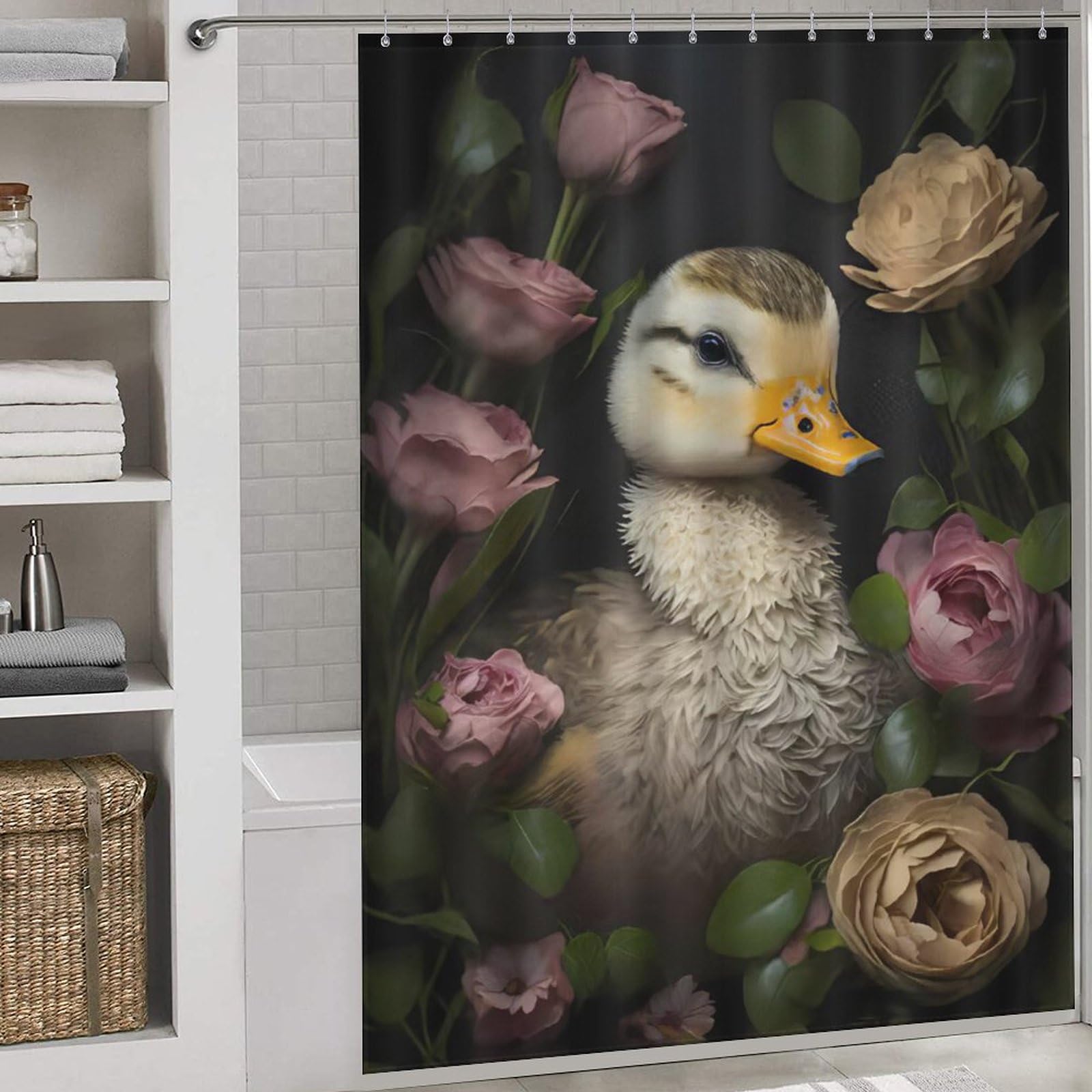 Rideau de douche canard baignoire imperméable lavable 168x183cm