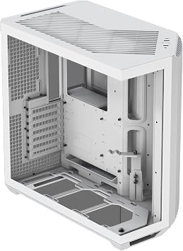 APNX V1 Dual-Chamber ATX Mid-Tower Airflow PC Case, Panoramic Glass Panels, 10 Fan Slots, 360mm Radiator Support, Front Angular Intake 16cmx2 Fan Bracket, GPU Mount, Cable Management, Type-C, White