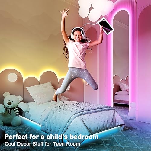 Miniatura 7 de IKERY Tira de luces LED RGB de 100 pies – Aplicación + control remoto, sincronización de música, cambio de color de 16 M, LED RGB 5050, función de