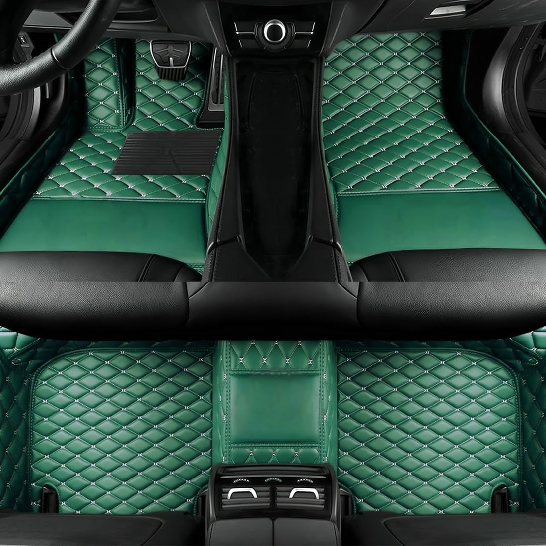 Customized Car Floor Mats Fit for Floor mat for Mercedes Benz A B C CLA CLS CLK GLE GLS GLA GLK GL ML G S GLC SL CL SLC R SLK Luxury Full Coverage Car Floor Mats... (Green)
