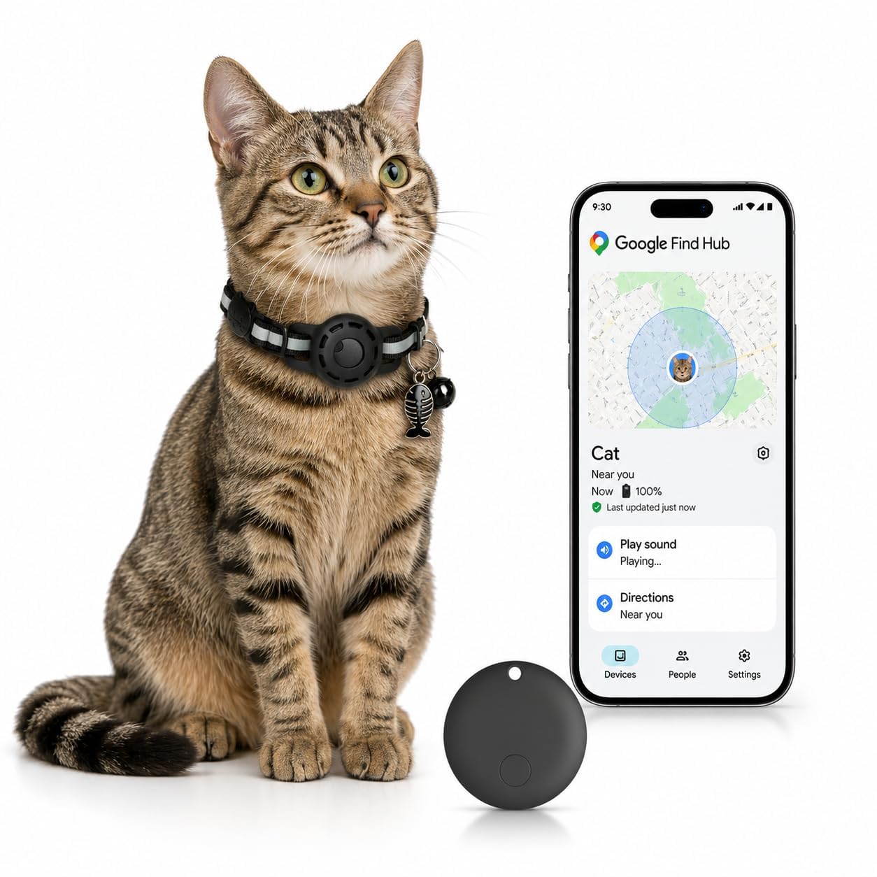 Photo 1 of Pet Tracker,GPS Collar for Cats (Android Only) Smart tag,Waterproof Compatible with Google Find My,No Monthly Fee,Advanced Tracking Solution Smart Collar for Pet Safety Ideal Small Large Cats