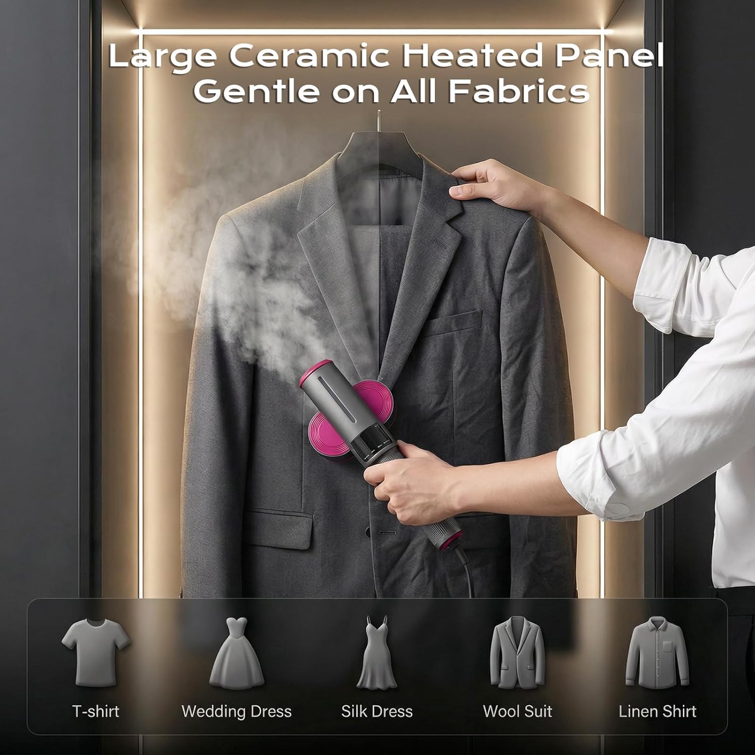 travel steamer for clothes,1200w portable steamer ? iron 2 in 1,large ceramic heat panel with 90°rotatable head,100ml water tank,110-120v mini ironing machine for home, travel and business. gray