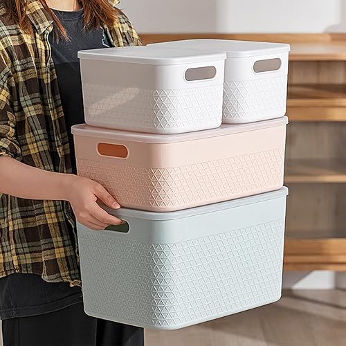 Miniatura 5 de Organizador de almacenamiento con tapa  Contenedor organizador de almacenamiento, 9 litros, juego de 4, menta