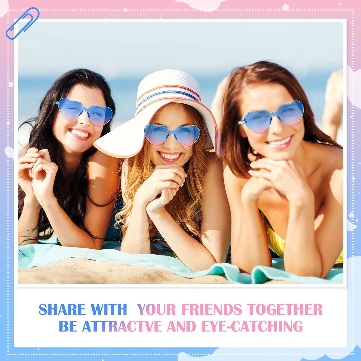 Frienda 8 Pairs Heart Shaped Sunglasses for Women Rimless Heart Glasses Candy Color Sunglasses for Party Favor - Image 5