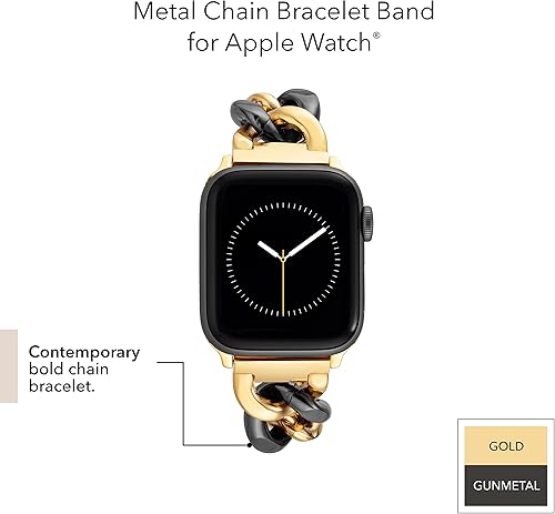 Miniatura 4 de Anne Klein Pulsera de cadena de moda para Apple Watch, segura, ajustable, correa de repuesto para Apple Watch, se adapta a la mayoría de muñecas