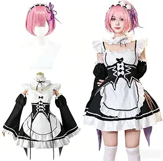 [神併良品] Re:０から始まる異世界生活 コスプレ ウィッグ付き レム ラム エミリア 菜月昴 コスプレ メイド服 リゼロ コスプレ衣装 大人用 仮装 cosplay
