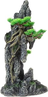 Tall Aquarium Mountain View Stone Landscape Decorations Artificial Mountain Hill View Caves for Betta Hiding Reptile, Aquarium Supplies