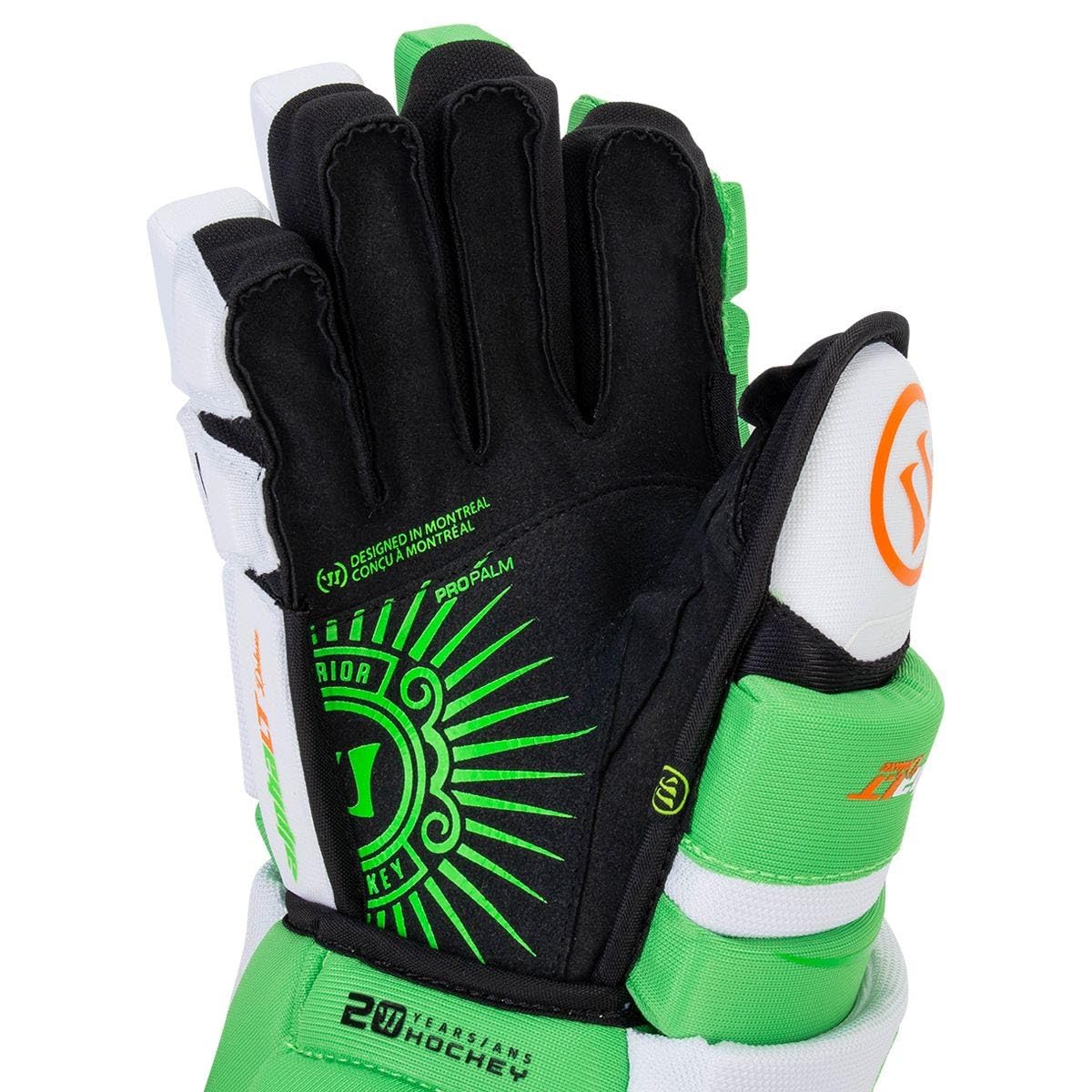 Warrior Alpha Deluxe LT Senior Gants de hockey sur glace, blanc/vert, 33 cm