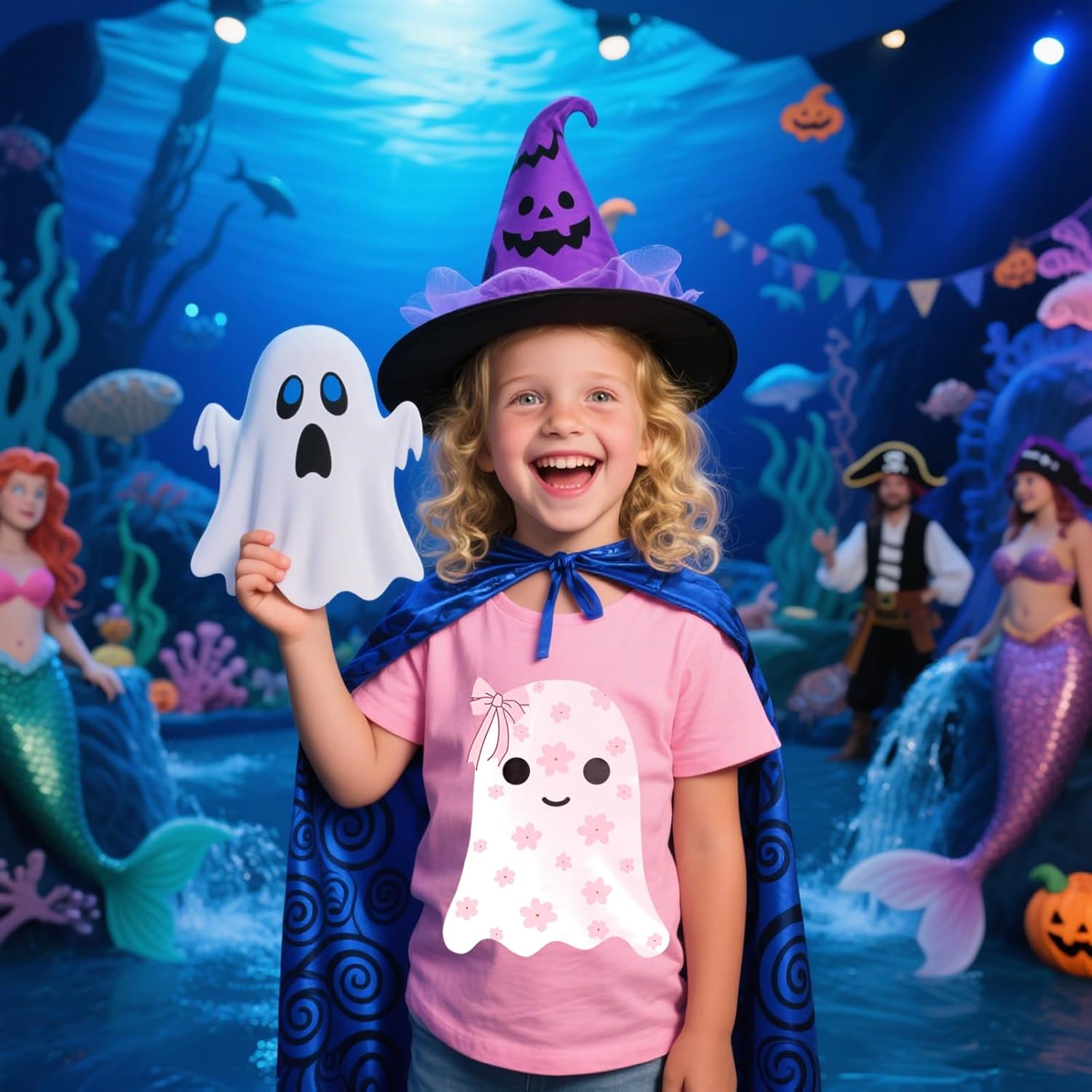 Halloween T-Shirts for Toddler Girls Short Sleeve Crew Neck Flower Ghost Pumpkin Bowknot Tees Tops 2-7 Years - Image 4