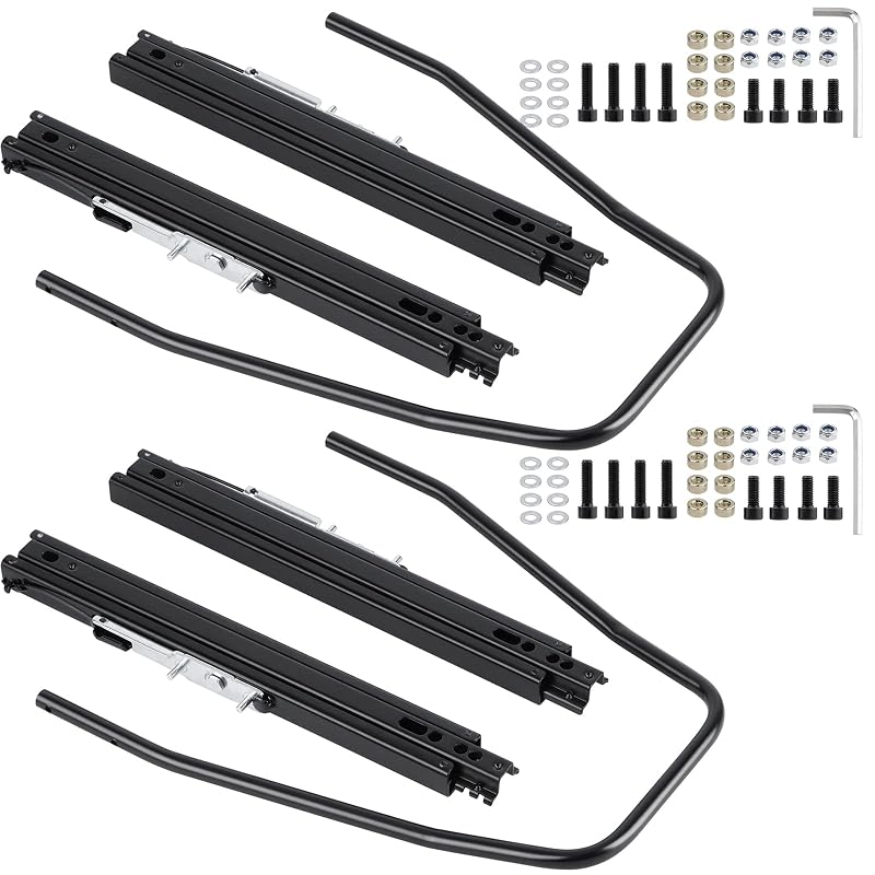 Kit com 2 pares de trilhos deslizantes para banco concha Racewill em aço com pintura a pó