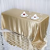 BalsaCircle 90x132 inch Champagne Satin Rectangle Tablecloth Table Cover Linens Wedding Table Cloth Party Reception Events Kitchen Dining