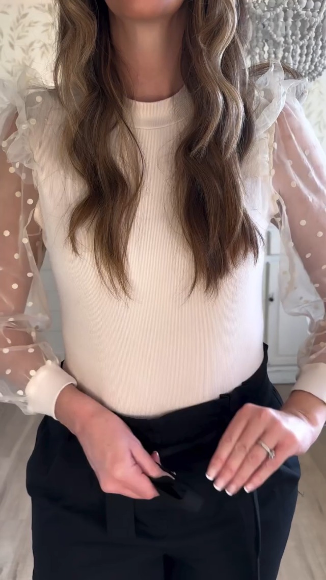 Amazon.com: WAYMAKER Cute Polka Dots Mesh Long Sleeve Bodysuit for