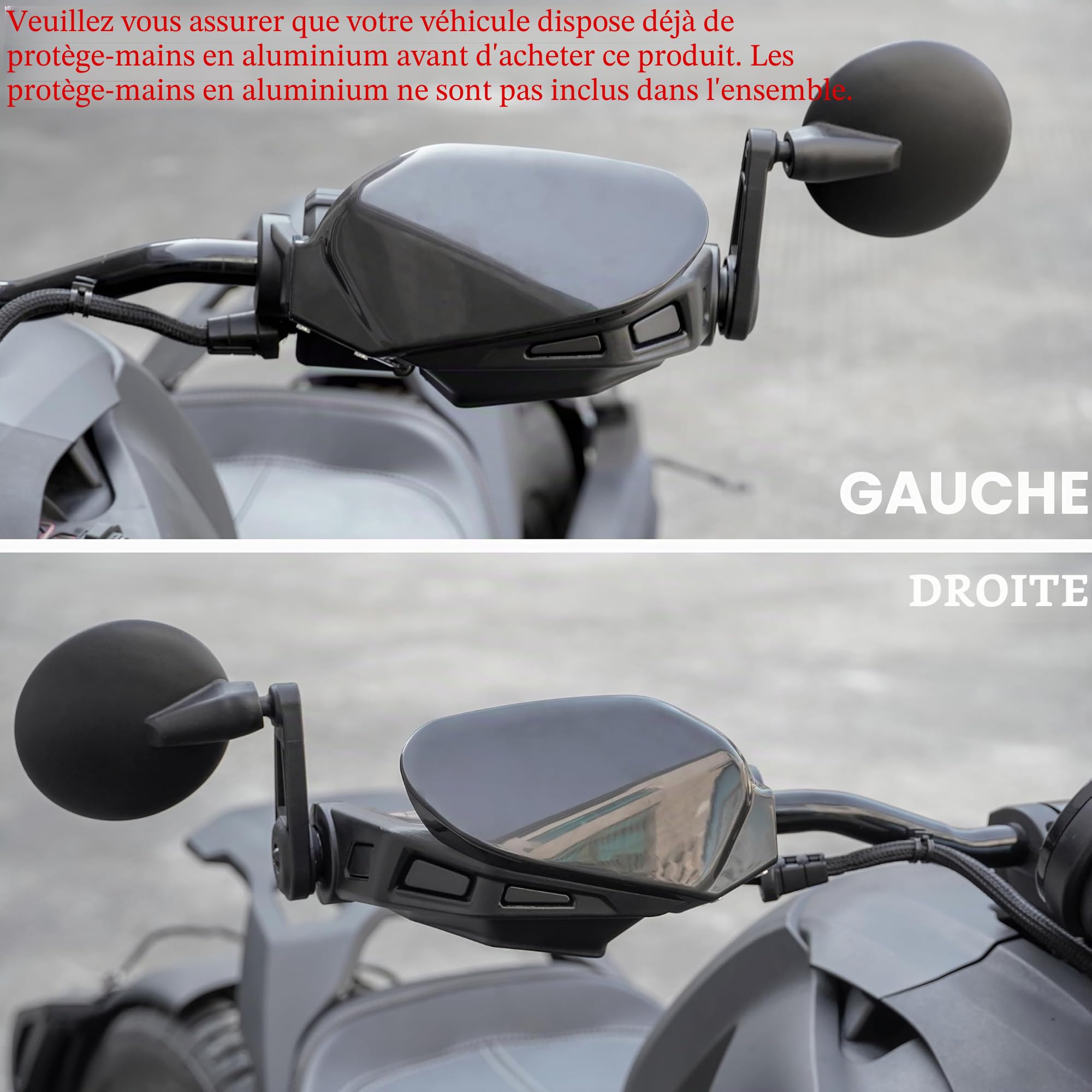 SAUTVS Kit de déflecteurs d'air pour protège-mains noirs pour tous les modèles Can-Am Ryker (remplace #219400894)