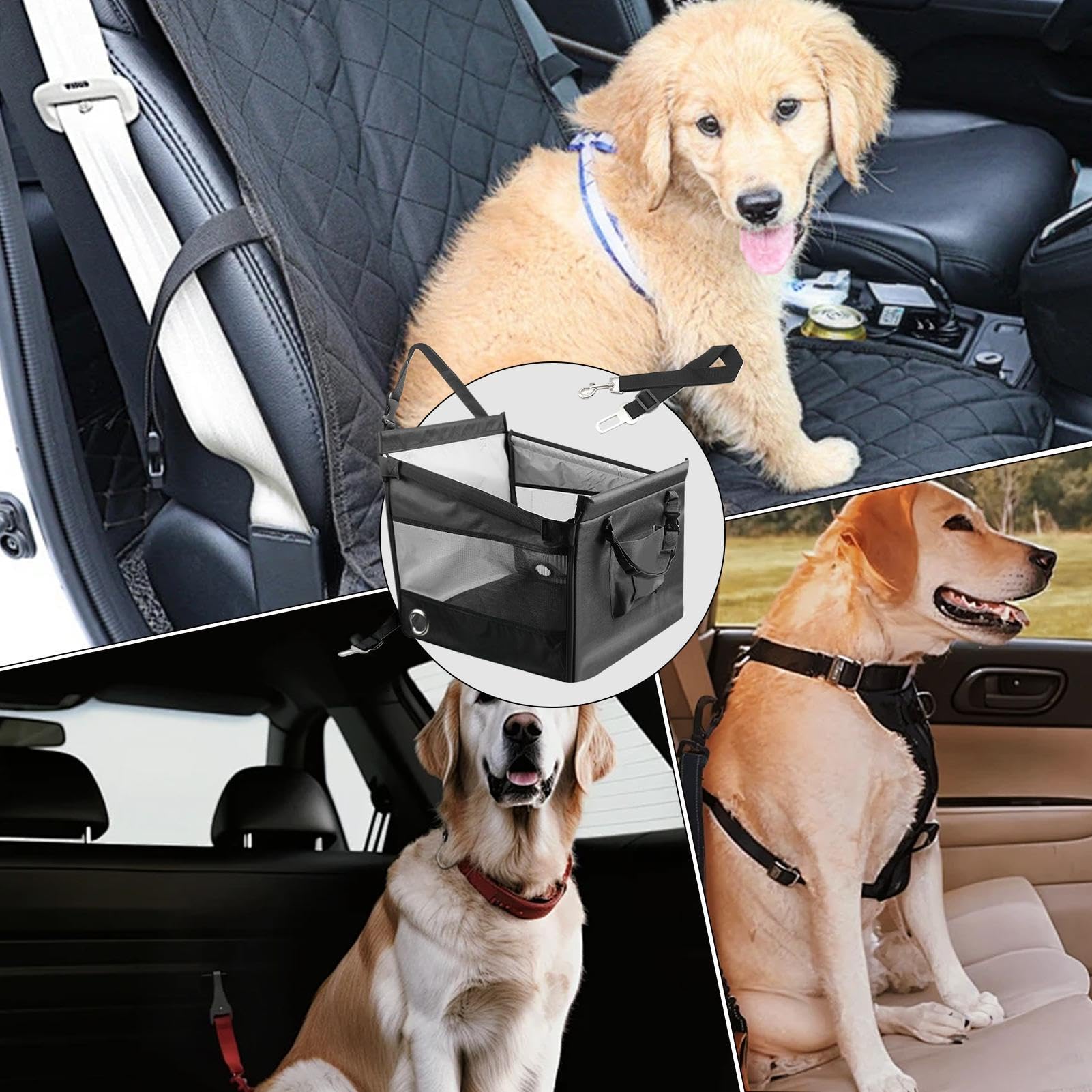 Seggiolino auto - Seggiolino pieghevole per animali domestici, lettino da viaggio impermeabile antiscivolo, supporto interno morbido, piattaforma con cuscino di sicurezza traspirante | Sedili compatti