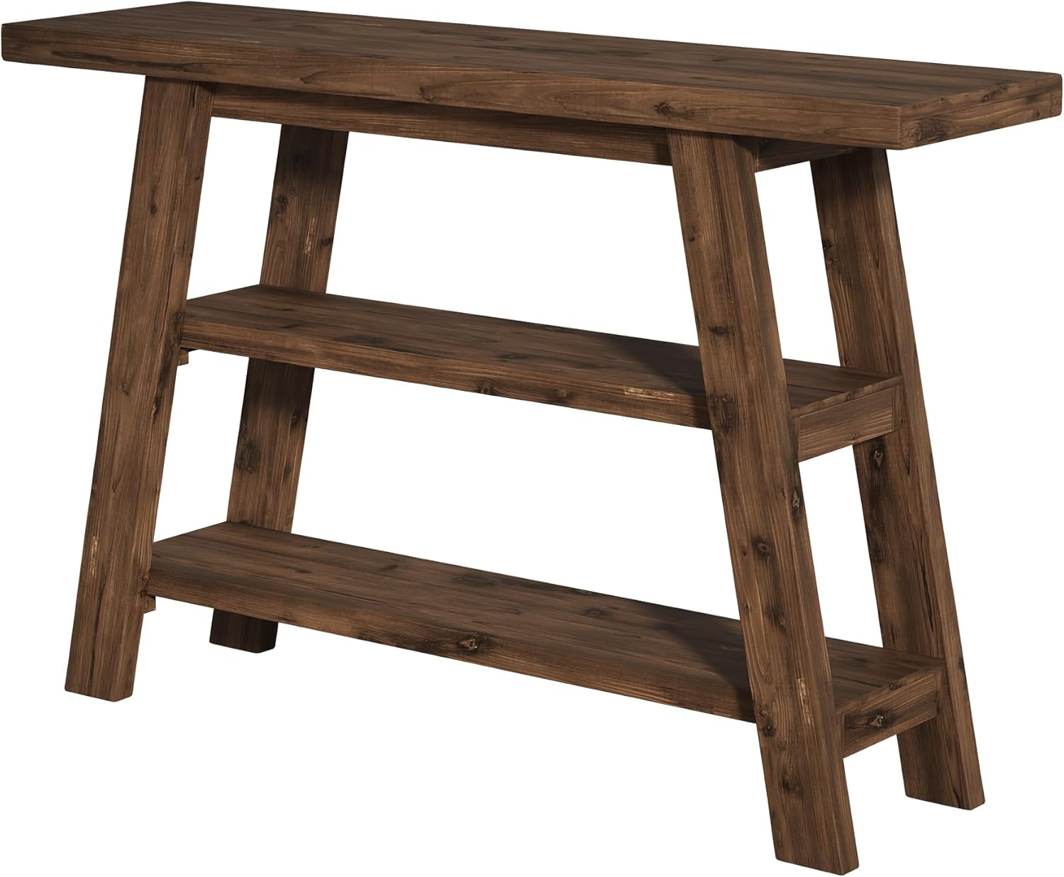 Solid Wood Console Table, 47.24" Long Farmhouse Entryway Table with 3-Tier Shelves, Rectangular Couch Tables Behind Sofa, Narrow Accent Tables for Hallway, Entrance, Foyer, Living Room (Dark Brown)