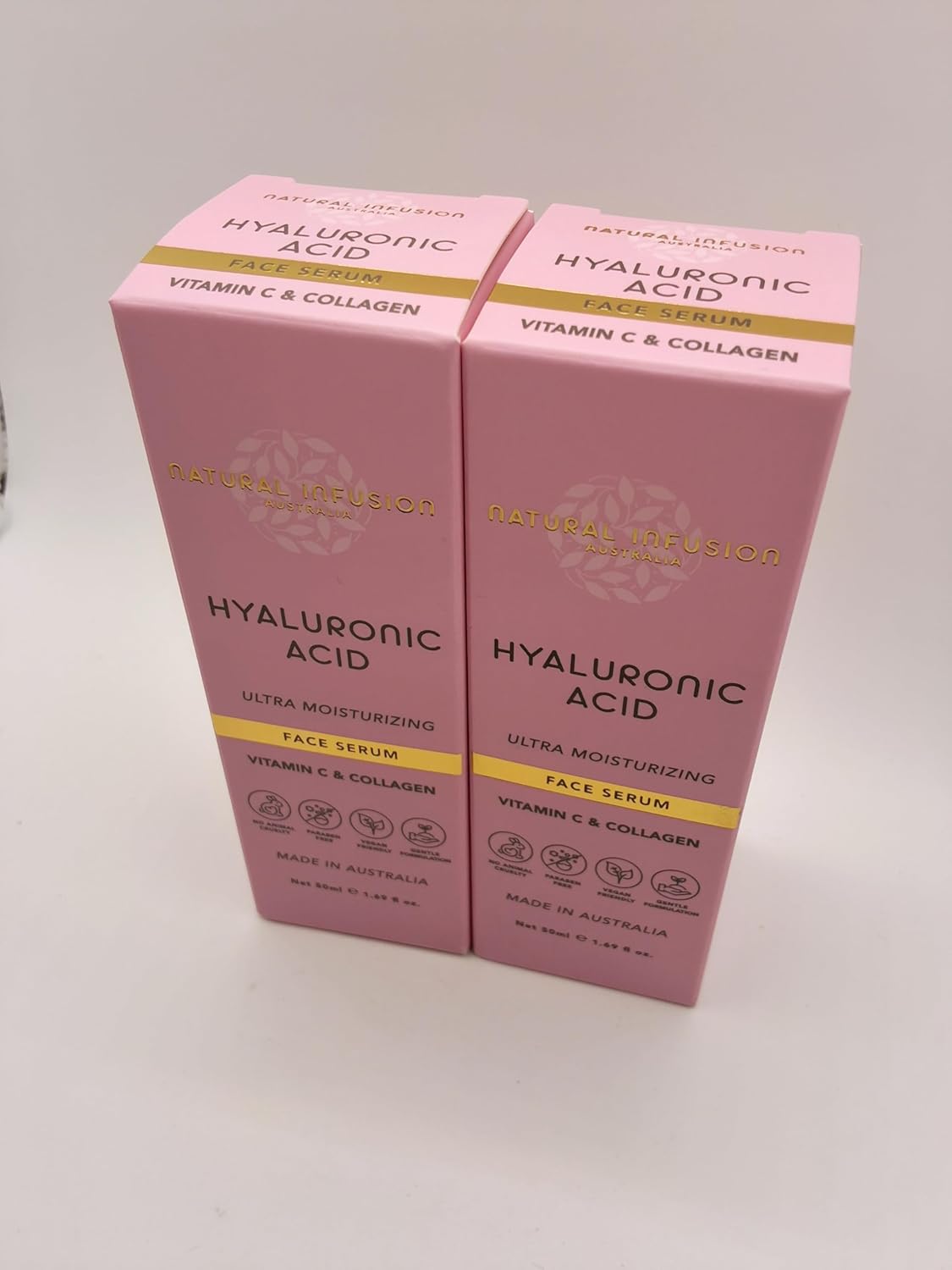 Natural Infusion Hyaluronic Acid Face Serum with Vitamin C & Collagen 1.69 fl.oz./50 mls pack of 2.