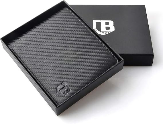 BIAL Mens RFID Blocking Bifold Wallet - Flip Wallet, Slim, 2 ID Window - Superfine Fiber PU Synthetic Leather (Black)