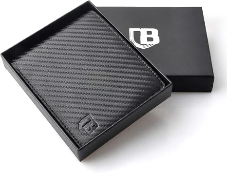 BIAL Mens RFID Blocking Bifold Wallet - Flip Wallet, Slim, 2 ID Window - Superfine Fiber PU Synthetic Leather (Black)