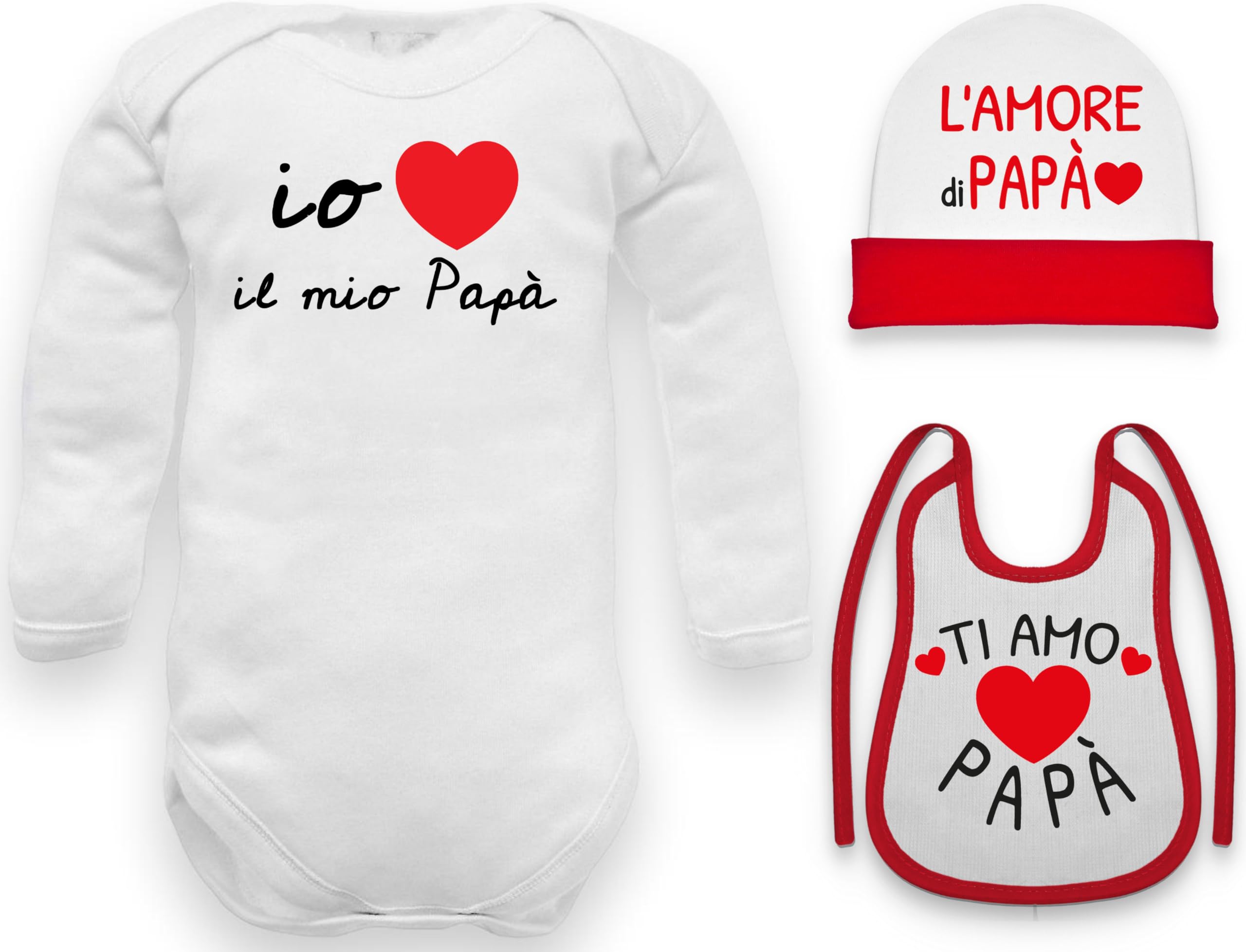 body per neonati cotone frase Io amo il mio papà manche corte o in caldo cotone manica lunga set con bavetta cappello e tutine neonati