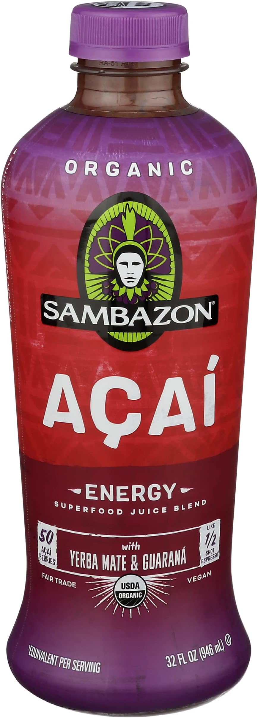 Organic Energy Superfood Juice Blend, Açaí Berry, Yerba Mate, and Guarana Juice, 32 Ounce