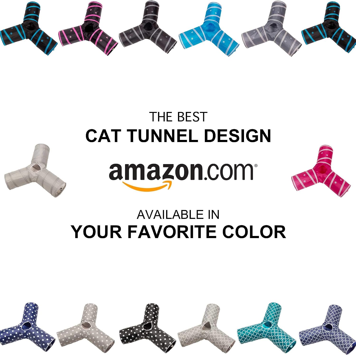 Cat Tunnel - Collapsible 3 Way Play Toy - Tube Fun for Rabbits, Kittens, and Dogs - Grey image 5