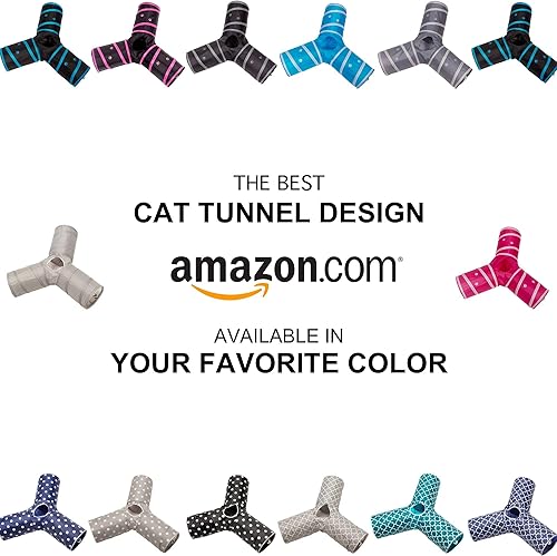 Miniatura 5 de Prosper Pet Túnel de gato  Juguete plegable de 3 vías de juego de cuatrefolio  Tubo divertido para conejos, gatitos y perros  Cuadrifolio