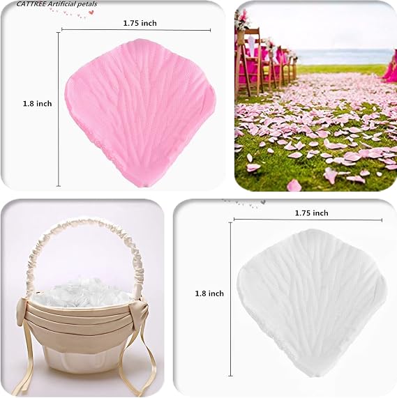 CATTREE Artificial Flowers Petal for Valentines Decorations Suitable Weddings Valentine's Day Anniversaries Party Romantic Table Flower Decor Special Night Fake Rose Petals - White & Pink 2000 Pcs