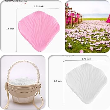 CATTREE Artificial Flowers Petal for Valentines Decorations Suitable Weddings Valentine's Day Anniversaries Party Romantic Table Flower Decor Special Night Fake Rose Petals - White & Pink 2000 Pcs