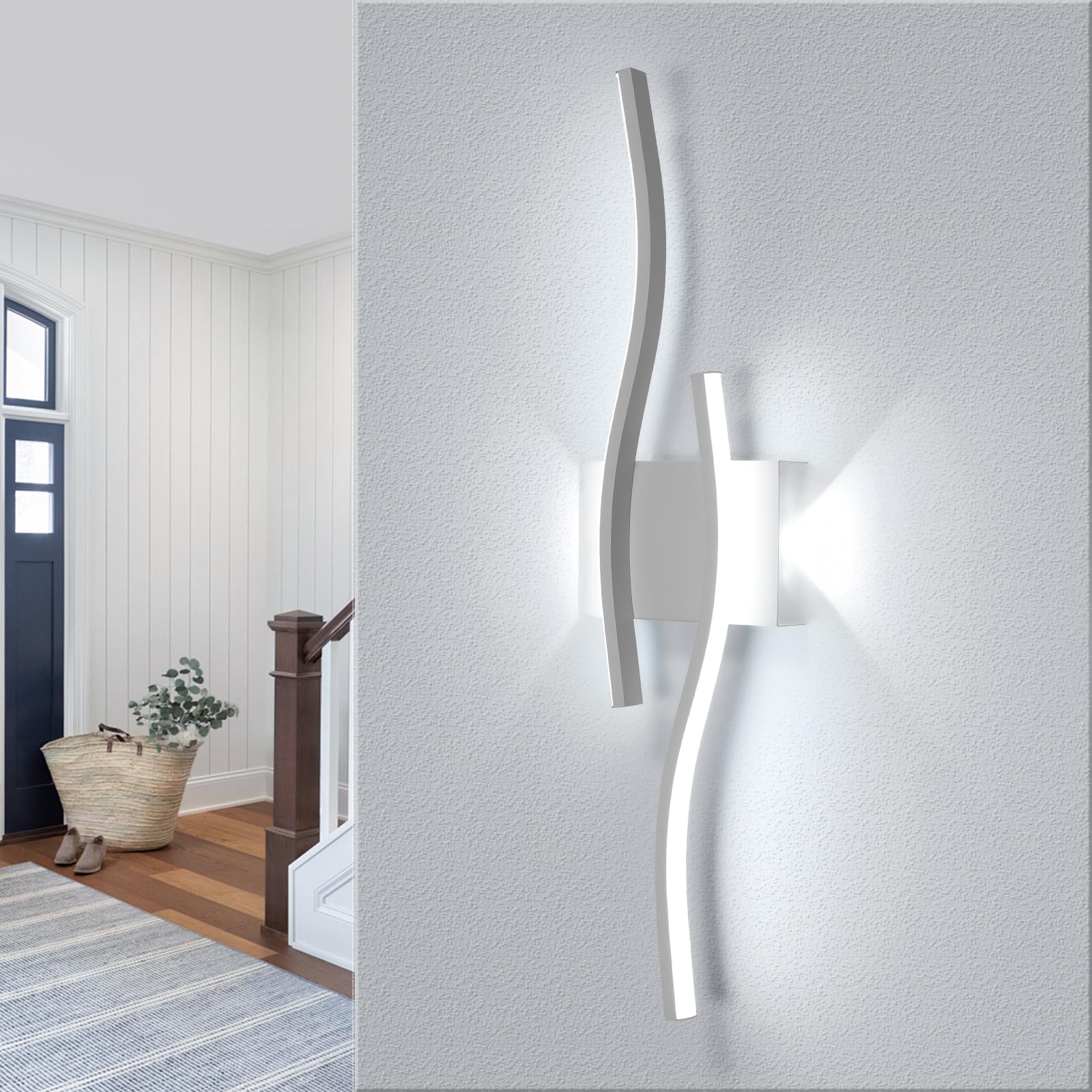 Goeco LED Wandleuchte Innen 20W 2250LM 59CM 6500K 2 Flammig,
