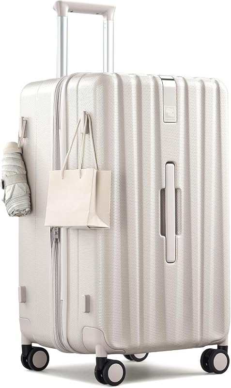 valija grandes expandibles de 24 pulgadas con ruedas, valija medianas a cuadros, valija rígidas, valija extra grande con cerradura para mujeres y hombres (blanco marfil)